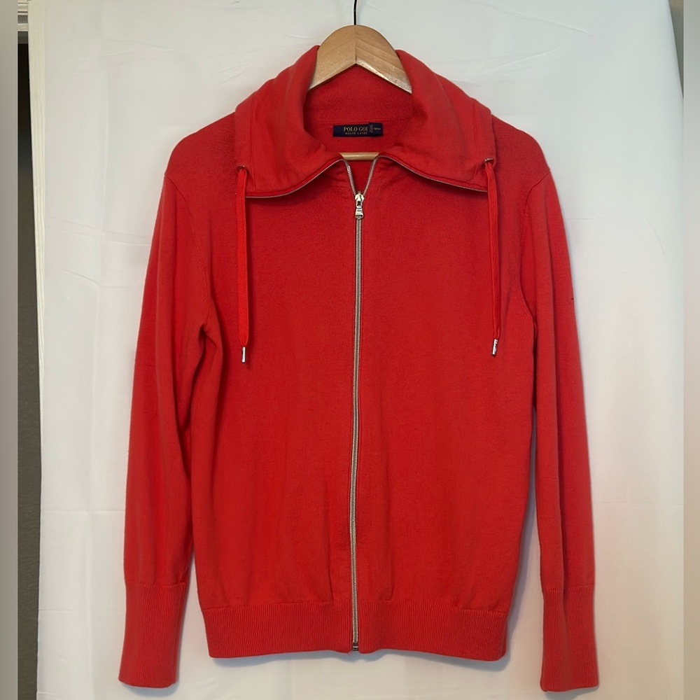 Polo Golf Ralph Lauren Orange Cashmere Zipup Jacket Sz L